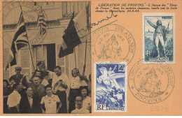 77 PROVINS #FG54767 LIBERATION DE PROVINS DEDICACE DE L AUTEUR DES BLEUS DE FRANCE CARTE MAXIMUM 1945 - Provins
