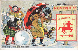 CHROMOS AG#MK1034 LES BOULES DE NEIGE MOIS NOVEMBRE LE SAGITTAIRE CHICOREE ALPHONSE LEROUX A ORCHIES NORD - Té & Café