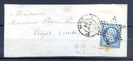 040524  FRAGMENT LETTRE Avec N°15 1 Voisin étoile Muette Coté 500€ - 1849-1876: Klassik