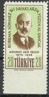 Turkey; 1956 20th Anniv. Of The Death Of Poet Mehmet Akif Ersoy ERROR "Imperf. Edge" - Ongebruikt