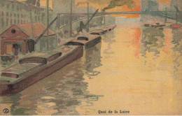 Paris 19ème * Quai De La Loire * Péniches Batelelrie Péniche Barge Chaland * CPA Illustrateur Jugendstil Art Nouveau - District 19