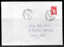 K89 - SABINE DE GANDON SUR LETTRE OBLITEREE BORDEAUX ARMEES 33998 DU 22/1/79 - 1961-....