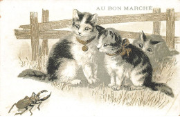 CHATS AI#DC944 CHATS ET UN SCARABEE + PUB BON MARCHE PARIS - Cats