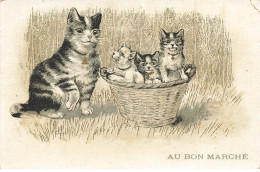 CHATS AI#DC943 CHAT ET CHATONS DANS UNE CORBEILLE PUB AU BON MARCHE PARIS - Cats