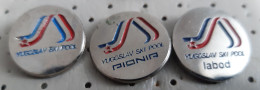 Yugoslav Ski Pool Pionir Labod Novo Mesto Skiing Skier Skii Skiing Slovenia Ex Yugoslavia 3 Different Pins - Invierno