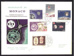 Monaco 798 T/m 803 FDC No Adress 100 Years ITU Spave (1965) - FDC