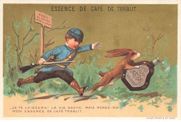 CHROMOS AO#AL000221 L ESSENCE DE CAFE TRABLIT PARIS CHASSEUR ET UN LAPIN VOLANT LA  GRANDE BOUTEILLE DE CAFE - Tè & Caffè