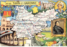 82 TARN ET GARONNE AM#DC1034 CARTE DU DEPARTEMENT VILLES EGLISES PERSONNALITES - Altri & Non Classificati