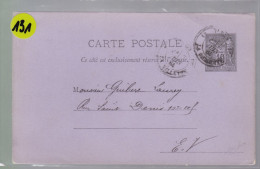 Entier Postaux  Postal    Type Sage 10 C    Sur Carte Postale  1884 Départ Paris - 1877-1920: Semi Modern Period