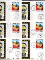 MAYOTTE 1997 Visage De Femme 6 CP Oblitérées M'Zamboro , M'Tsangamouji , Chirongui , Dzoumogne , Sada , Pamandzi - Brieven En Documenten