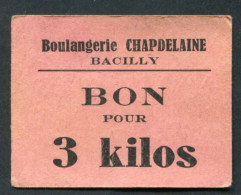 Jeton-carton De Nécessité Boulangerie Chapdelaine Bacilly / Bon Pour 3 Kilos (pain) Manche - Normandie - Monétaires / De Nécessité