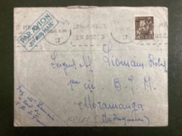 LETTRE Par Avion Pour MADAGASCAR TP RADIO 1/3 OBL.MEC.2 VIII 46 + EXP: LIOUCAIN à Bord De L'ILE DE FRANCE - Covers & Documents