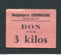 Jeton-carton De Nécessité Boulangerie Chapdelaine Bacilly / Bon Pour 3 Kilos (pain) Manche - Normandie - Monedas / De Necesidad