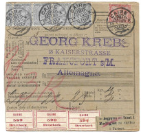 (C05) - PARCEL DESPATCH NOTE WITH 2P. + 5P. X 4 (1 CUT) STAMPS CAIRE / S => GERMANY 1900 - 1866-1914 Khedivaat Egypte
