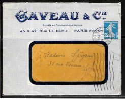 K80 - SEMEUSE SUR LETTRE DE PARIS DU 07/11/21 - ENTETE CAVEAU & Cie - 1921-1960: Periodo Moderno