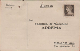 ITALIA - Storia Postale Regno - 10c Imperiale - Cartolina Prestampata - Fabbrica Di Macchine ADREMA - Non Viaggiata - Marcophilia