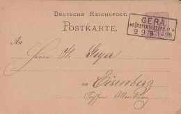 DR Ganzsache R3 Gera Fürstenth. Reuss 9.9.79 Gel. Nach Eisenberg - Covers & Documents