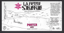 Etiquette De Bière Porter Noire   -   Brasserie La Petite Sibérie à Bonac Irazein (09)  -  Thème Traineau à Chiens - Bier