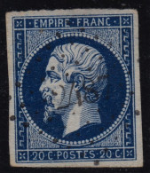 N°14A Bleu Noir Ou Bleu Très Très Très Foncé, Oblitéré PC 2487 De Poncin (1), Indice 9, TTB Et RRR Dans Cette Qualité - 1853-1860 Napoleon III