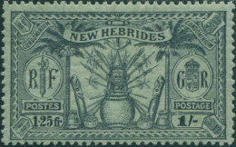 New Hebrides 1925 SG49 1s 1f.25 Black On Green Weapons Idols MLH - Altri & Non Classificati