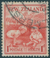 New Zealand 1938 SG610 1d + 1d Scarlet Health Children Playing FU - Andere & Zonder Classificatie