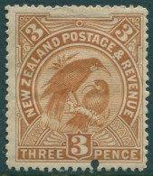 New Zealand 1899 SG261 3d Yellow-brown Huia Punch Hole At Bottom MH - Andere & Zonder Classificatie