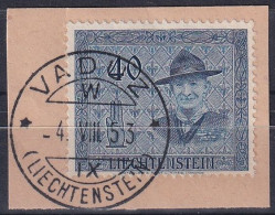 MiNr. 318 Liechtenstein 1953, 4. Aug. 14. Internationale Pfadfinderkonferenz, Vaduz Sauber Gestempelt Robert Baden-Powel - Usados