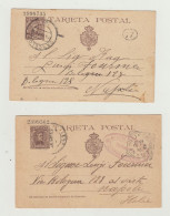 INTERO POSTALE SPAGNOLO - LOTTO DI 4 CARTOLINE - VIAGGIATE NEL 1903 VERSO ITALIA - VARI BOLLI WW1 - Ganzsachen