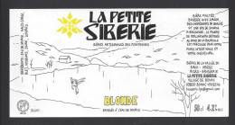 Etiquette De Bière Blonde   -   Brasserie La Petite Sibérie à Bonac Irazein (09)  -  Thème Patinage Sur Glace - Cerveza