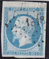 N°14A Nuance Laiteux Avec Un Bord De Feuille Supérieur, PC 1818, TTB - 1853-1860 Napoléon III.