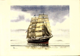 I Transports > Bateaux > Voiliers / LE  BELEM  / RARE  AQUARELLE    DE   MOREL /// 107 - Zeilboten