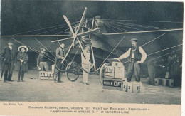 REIMS - CONCOURS MILITAIRE REIMS OCTOBRE 1911 VIDART SUR MONOPLAN DEPERDUSSIN S'APPROVISIONNANT D'HUILE D F ET AUTOMOBIL - Reims