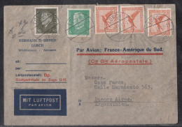 DR Luftpostbrief Mif Minr.3x 381,411,417 Loch 7.6.33 Gel. Nach Argentinien - Storia Postale
