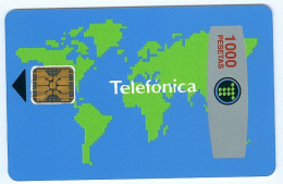 Test Card TARJETA DE PRUEBA Telefonica 1000 Pesetas Puce Schulmberger  T-004 Très Bon état 2 Scans - Dienstkarten