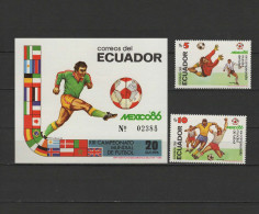 Ecuador 1986 Football Soccer World Cup Set Of 2 + S/s MNH - 1986 – Mexiko