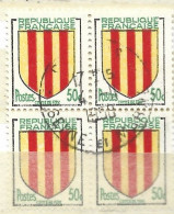 FRANCE N° 1044 VERT JAUNE ET VERT BLASON DU COMTE DE FOIX  BLOC DE 4 OBL - Used Stamps