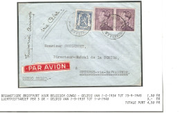 TP 431(2)+TP S/L. Avion Obl. BXL 7/11/1939 Imperial Airways Via Aba > Congo Belge Opienge Via Bafwasende C. D'arrivées - Briefe U. Dokumente