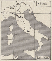 Il Petrolio In Italia - 1938 Mappa Epoca - Vintage Map - Carte Geographique