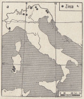 Lo Zinco In Italia - 1938 Mappa Epoca - Vintage Map - Geographische Kaarten