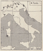 Il Piombo In Italia - 1938 Mappa Epoca - Vintage Map - Geographical Maps