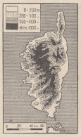 France - Zone Altimetriche In Corsica - 1938 Mappa Epoca - Vintage Map - Carte Geographique