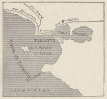 Italia - Porto Di Taranto - 1938 Mappa Epoca - Vintage Map - Cartes Géographiques