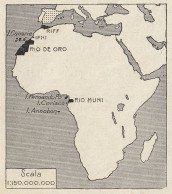 Possedimenti Spagnuoli In Africa - Mappa D'epoca - 1935 Vintage Map - Cartes Géographiques