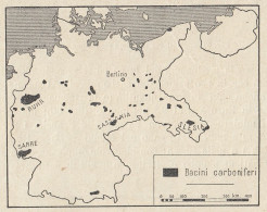 Germania - Bacini Carboniferi - Mappa D'epoca - 1935 Vintage Map - Geographical Maps