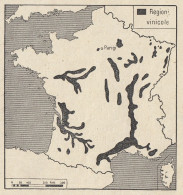 Francia - Regioni Vinicole - Mappa D'epoca - 1935 Vintage Map - Cartes Géographiques