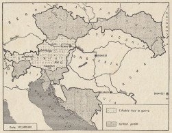 L'Austria Prima E Dopo La Guerra - Mappa D'epoca - 1935 Vintage Map - Geographical Maps