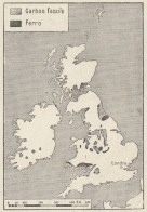 Gran Bretagna - Zone Minerarie E Ferro - Mappa D'epoca - 1935 Vintage Map - Carte Geographique