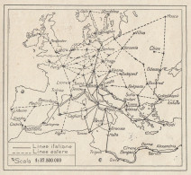 Principali Comunicazioni Aeree Dell'Europa - Mappa D'epoca - 1935 Old Map - Carte Geographique