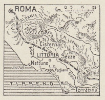 Regno D'Italia - La Posizione Di Littoria - Mappa D'epoca - 1934 Old Map - Geographical Maps