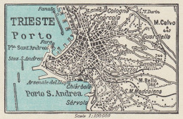 Regno D'Italia - Porto Di Trieste - Mappa D'epoca - 1934 Vintage Map - Cartes Géographiques